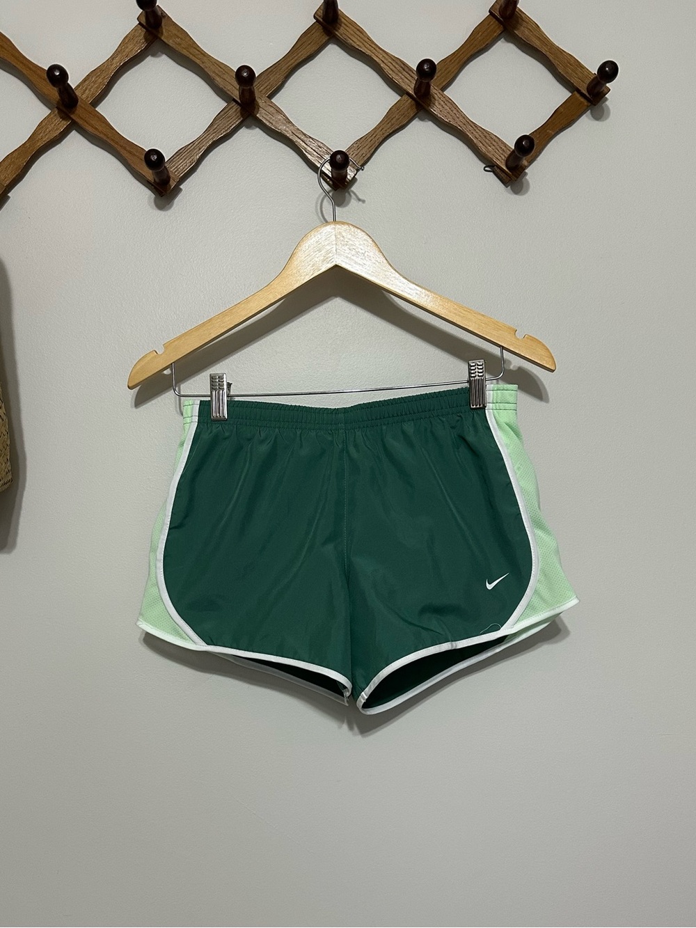 Nike Women's Forest Green Athletic Shorts with Mint Trim
